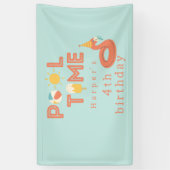 summer flamingo birthday pool party Outdoor Spandoek (Verticaal)