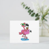 Summer Flamingo cartoon | achtergrondkleur kiezen Briefkaart (Staand voorkant)