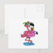 Summer Flamingo cartoon | achtergrondkleur kiezen Briefkaart (Voorkant / Achterkant)