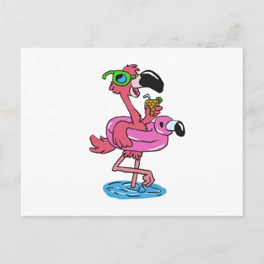 Summer Flamingo cartoon | achtergrondkleur kiezen Briefkaart (Voorkant)