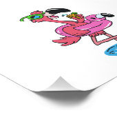 Summer Flamingo cartoon | achtergrondkleur kiezen Foto Afdruk (Hoek)