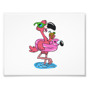 Summer Flamingo cartoon   achtergrondkleur kiezen Foto Afdruk