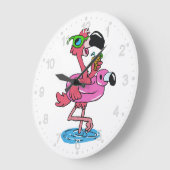 Summer Flamingo cartoon | achtergrondkleur kiezen Grote Klok (Hoek)