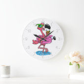 Summer Flamingo cartoon | achtergrondkleur kiezen Grote Klok (Huis)