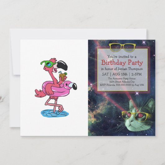 Summer Flamingo cartoon | achtergrondkleur kiezen Kaart (Voorkant)