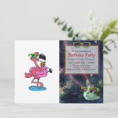 Summer Flamingo cartoon | achtergrondkleur kiezen Kaart (Staand voorkant)