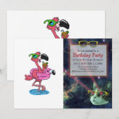 Summer Flamingo cartoon | achtergrondkleur kiezen Kaart (Voorkant / Achterkant)