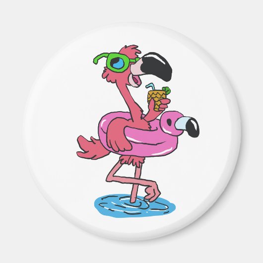 Summer Flamingo cartoon | achtergrondkleur kiezen Magneet (Voorkant)