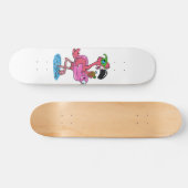 Summer Flamingo cartoon | achtergrondkleur kiezen Persoonlijk Skateboard (Horizontaal)