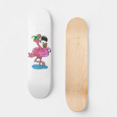 Summer Flamingo cartoon | achtergrondkleur kiezen Persoonlijk Skateboard (Voorkant)