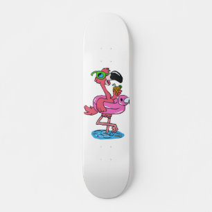 Summer Flamingo cartoon   achtergrondkleur kiezen Persoonlijk Skateboard
