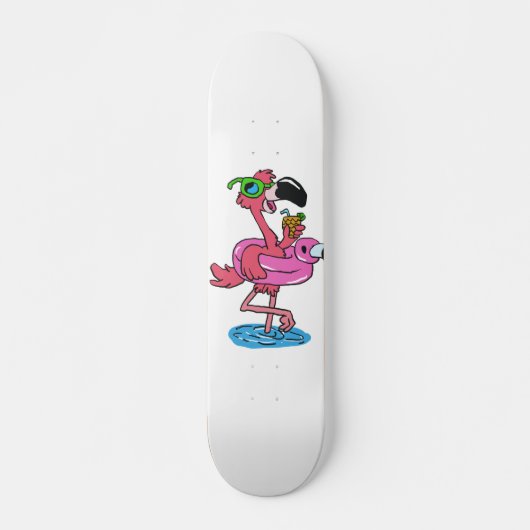 Summer Flamingo cartoon | achtergrondkleur kiezen Persoonlijk Skateboard (Voorkant)