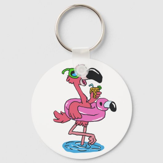 Summer Flamingo cartoon | achtergrondkleur kiezen Sleutelhanger (Voorkant)