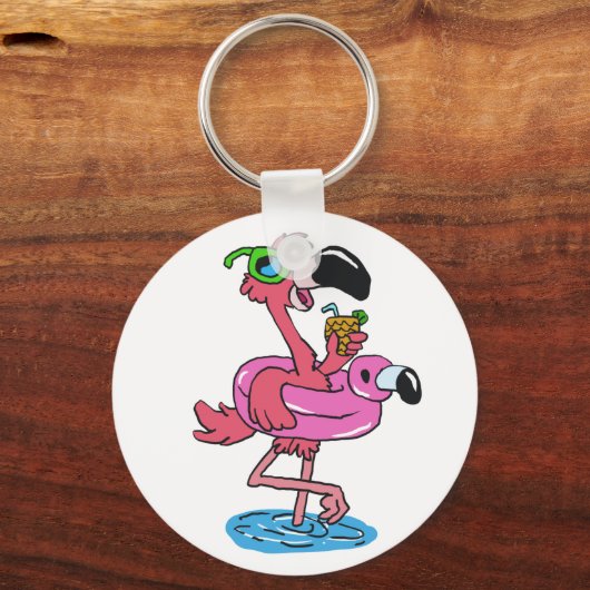 Summer Flamingo cartoon | achtergrondkleur kiezen Sleutelhanger (Voorkant)