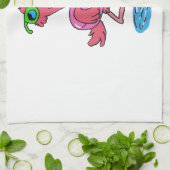 Summer Flamingo cartoon | achtergrondkleur kiezen Theedoek (Gevouwen)