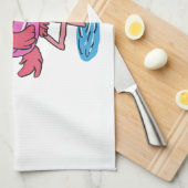 Summer Flamingo cartoon | achtergrondkleur kiezen Theedoek (Quarter Fold)