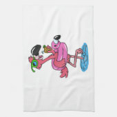 Summer Flamingo cartoon | achtergrondkleur kiezen Theedoek (Verticaal)