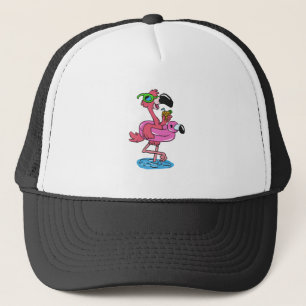 Summer Flamingo cartoon achtergrondkleur kiezen Trucker Pet