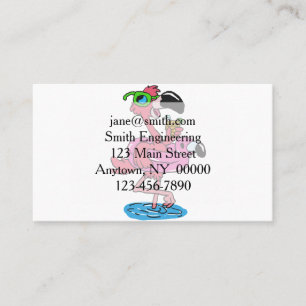 Summer Flamingo cartoon   achtergrondkleur kiezen Visitekaartje