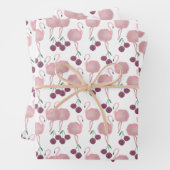 Summer Flamingo Cherries Hand Painted Waterverf Inpakpapier Vel (In situ)