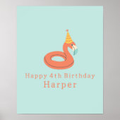 summer flamingo float kids birthday pool party poster (Voorkant)