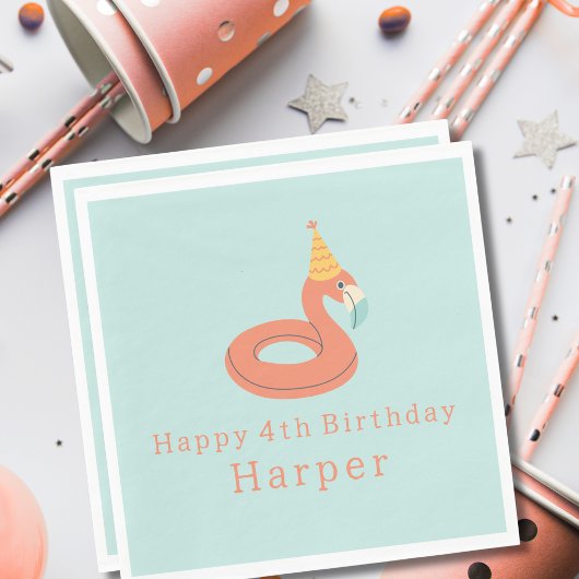 summer flamingo float kids birthday pool party servet