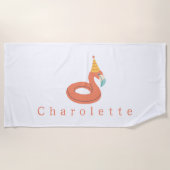 summer flamingo float kids birthday pool party strandlaken (Voorkant)