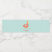 summer flamingo float kids birthday pool party waterfles etiket (Enkel label)