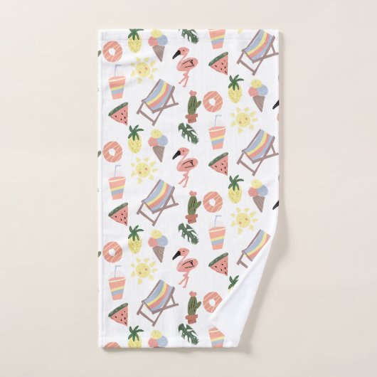 Summer Flamingo Hand Drawn Doodles Bad Handdoek (Handdoek)