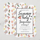 Summer Flamingo Hand Drawn Doodles Kaart (Voorkant / Achterkant)