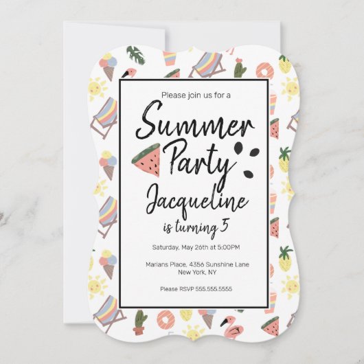 Summer Flamingo Hand Drawn Doodles Kaart (Voorkant)