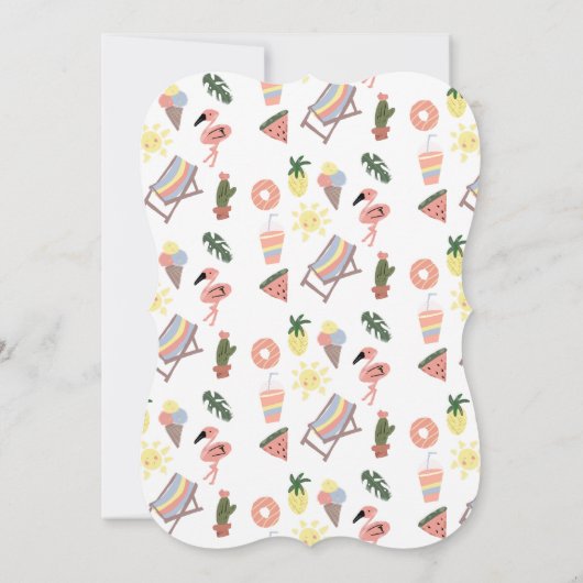 Summer Flamingo Hand Drawn Doodles Kaart (Achterkant)