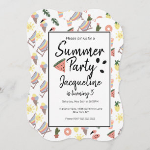 Summer Flamingo Hand Drawn Doodles Kaart