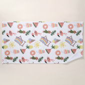 Summer Flamingo Hand Drawn Doodles Strandlaken (Voorkant)