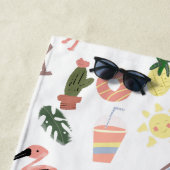 Summer Flamingo Hand Drawn Doodles Strandlaken (In situ)