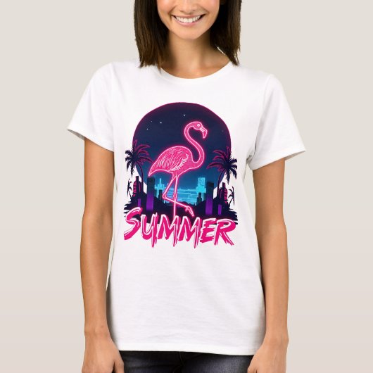 Summer Flamingo neon Sommer T-shirt (Voorkant)