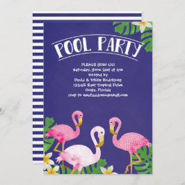 Summer Flamingo Pool Party Kaart