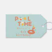 summer flamingo popsicle kids birthday pool party cadeaulabel (Voorkant (Horizontaal))