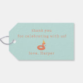 summer flamingo popsicle kids birthday pool party cadeaulabel (Achterkant Horizontaal)