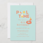 summer flamingo popsicle kids birthday pool party kaart (Voorkant)