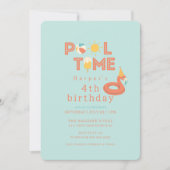 summer flamingo popsicle kids birthday pool party kaart (Voorkant)