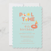 summer flamingo popsicle kids birthday pool party kaart (Voorkant)