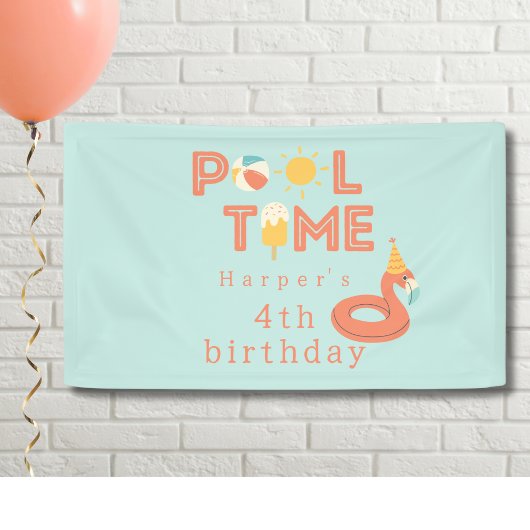 summer flamingo popsicle kids birthday pool party spandoek
