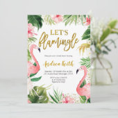 Summer Flamingo Tropical Bridal Shower Uitnodiging (Staand voorkant)