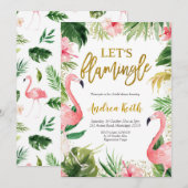 Summer Flamingo Tropical Bridal Shower Uitnodiging (Voorkant / Achterkant)
