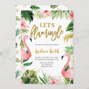 Summer Flamingo Tropical Bridal Shower Uitnodiging