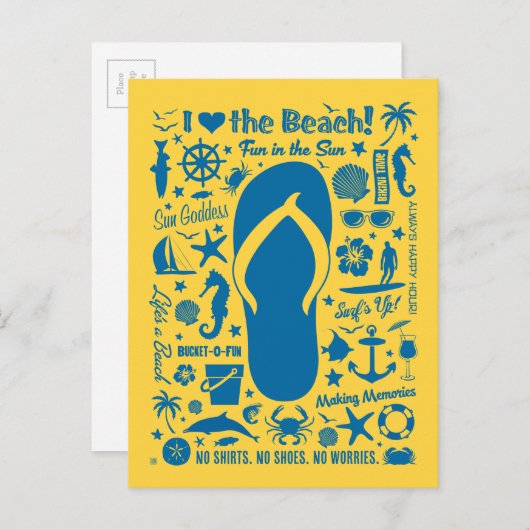 Summer Flip Flop Pattern Briefkaart (Voorkant / Achterkant)