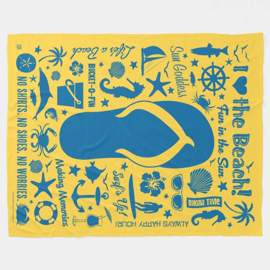 Summer Flip Flop Pattern Fleece Deken (Voorkant (Horizontaal))