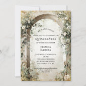 Summer Floral Arch Enchanted Garden Quinceañera Kaart (Voorkant)