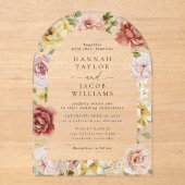 Summer Floral Blush Pink and Yellow Wedding Acryl Uitnodigingen (Voorkant)